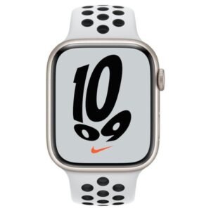 Apple Watch Nike Series 7 GPS + Cellular, 41mm Starlight Aluminium Case with Pure Platinum/Black Nike Sport Band