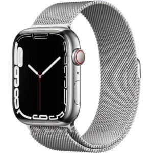 Apple Watch Series 7 GPS + Cellular, 45mm Silver Stainless Steel Case with Silver Milanese Loop