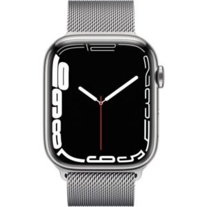 Apple Watch Series 7 GPS + Cellular, 45mm Silver Stainless Steel Case with Silver Milanese Loop